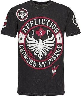 Affliction MMA Rush Georges St Pierre GSP Canadian Flag Black Mens Tee 