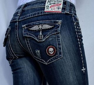 Affliction Womens Denim JADE SPORTSTER FLAP Jeans NEW   111BC001 