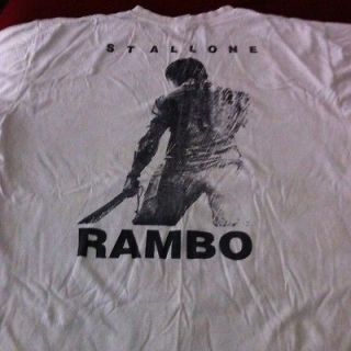 RAMBO SHIRT STALLONE USED WHITE MOVIE L LARGE