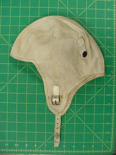 Flying Helmet, Cloth with leather straps and metal buckle closure