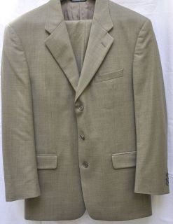 Coppley Saks 5th Ave Mens Suit 40R Made N Canada Wool S Breasted Mint 