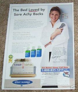   ad page   LINDSAY WAGNER Sleep Number Bed mattress 1 PAGE ADVERTISING