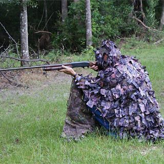 CAMO GHILLIE SUIT 3D LEAF LEAFY HUNTING OR PAINT BALL PONCHO blind 