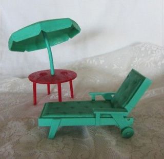 Vtg. Patio Dollhouse Furniture Mid Century 1950s Rubber Chaise 