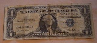 1957 Series One Dollar SILVER CERTIFICATE Banknote    $1.00 Bill, Blue 