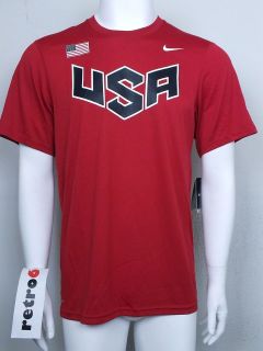 NIKE USA 2012 LONDON OLYMPICS SZ Medium M NEW Mens Red Dri Fit Shirt 