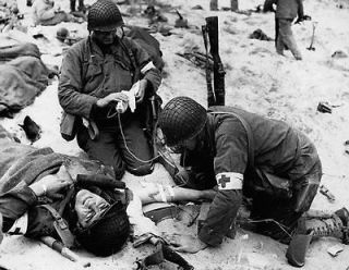 WW2 Photo, D Day Invasion, Wounded Medic, WWII