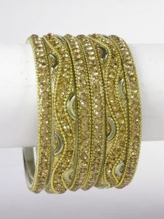   Style 6 pc Gold Tone Rajasthani (India) Lakh Bangle Bracelet FS EHS