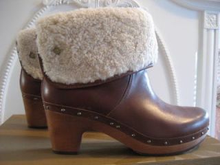 NIB UGG Australia Lynnea Stud Chestnut Leather Boots Size 7 EU 38