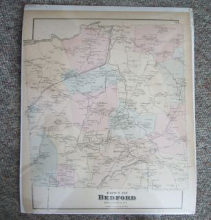 Antique 1872 Map of Bedford, New York from Beers Atlas of Westchester 