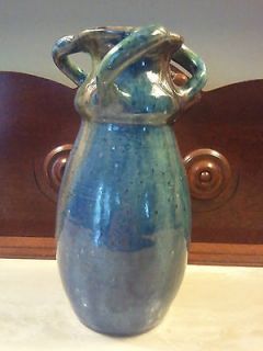 Handled Belgian Arts & Crafts Pottery Vase /Art Nouveau/Drip Glaze 