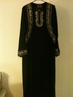 Black Abaya Golden design with a matching shayla made in kuwait