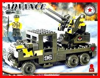 Army Battle Cannon Gun Truck with Minifigure Military Building Block 
