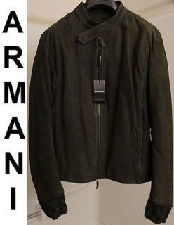 New EMPORIO ARMANI leather jacket NWT $1850. dark green giorgio wool 