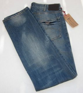   Armani Jeans J45 Regular Fit Mens Medium Wash 5 Pocket Blue Jeans