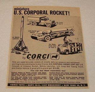 1959 Corgi ad ~ U.S. CORPORAL ROCKET