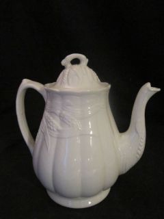 Royal Crownford Pottery Arthur Wood England Tea Coffee Pot White Wheat 