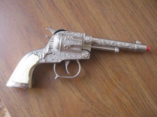 Vintage BH Gene Autry Cap Gun in Silver Plated ?? 7 1/2 long