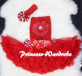 Baby Minnie Dot Waist Pettiskirt Party Dress Tutu Red Crochet Tube Top 
