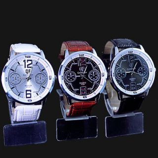 3pcs Beautiful Great Mens leather fashion large quartz watch,B5