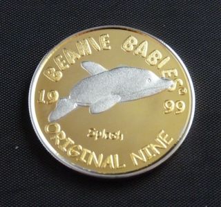   Rare Gold/Silver Coin SPLASH Orca Whale Beanie Baby Original Nine 1.5