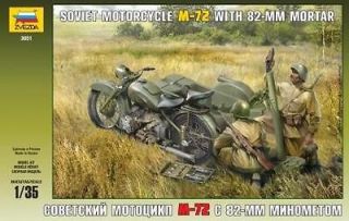 Zvezda 3651 Soviet Motorcycle M 72 with 82 mm Mortar 1/35