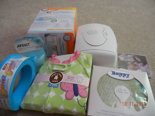 LOTS OF BABY ACCESSORIES SUCH AS BABY WIPES WARMER, MUSIC CD, POWDER 