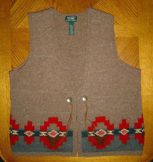 NWOT Ralph Lauren Aztec Indian Wool Sweater Vest XL