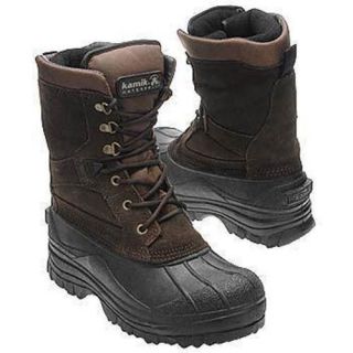 Kamik Nation Plus Wide Leather Winter Snow Boot Waterproof Brown Mens 