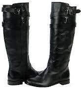Coach Cayden Black Nappa Soft Leather Flat Boots Buckle MSRP $298 FREE 