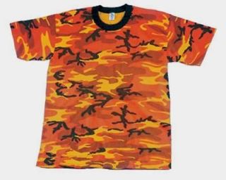 Orange Camoflauge T Shirt Hunting Camo Autumn Fall Halloween Harley 