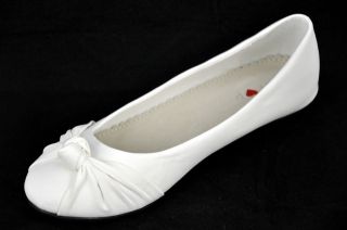 Off White Wedding Pumps Bow Ballerina UK 3 4 5 6 7 7.5