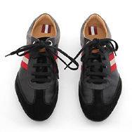 23690 auth BALLY black leather & grey suede Sneakers Shoes 36.5