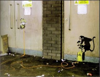 Banksy Street Artist Monkey Bananna Bomb Print Canvas A4 A3 A2 A1