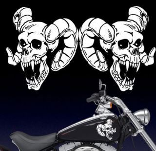 Motorcycle demon fanged skull Gas tank badge decals Harley 6.5 x 4 