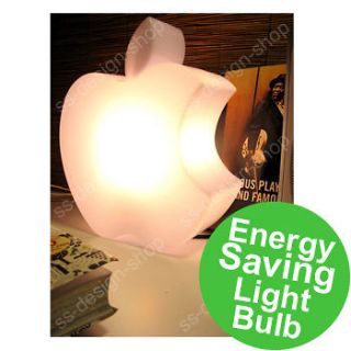 White Bitten Apple Desk Lamp Reading Night Light + Ikea Energy Saving 