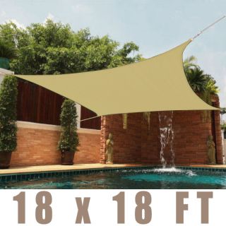 18 x 18 FT Feet Square UV Heavy Duty Sun Shade Sail Patio Cover New 