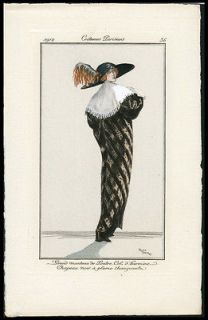 1912 COSTUMES PARISIENS JOURNAL DES DAMES POCHOIR FASHION PRINT GRAND 