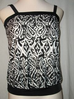 Merona Plus Size Blouson Swim Suit Top Black & White NWT