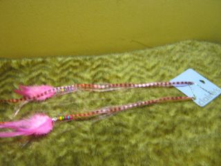 new pink coon tail hair extension barrette insert striped 16 