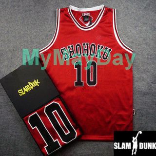 SLAMDUNK SHOHOKU No10 SAKURAGI Basketball Jersey Costume Apparel Black 