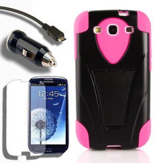 Case+Car Charger+Screen Protector for Samsung Galaxy S 3 III S3 C 