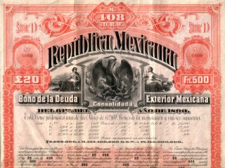 HUGE MINT MEXICO 1890 EXTERNAL LOAN SPECIMEN All 60 Coups ONLY 1 