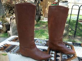 Vintage BANDOLINO Knee High Riding Slouch Womens Brown Leather Boots 