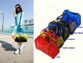   Women Jelly Packets Clear Transparent Bucket Beach Handbag 2 Bags