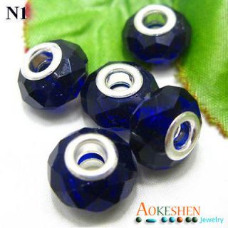 10 Navy Blue Crystal Bracelets Beads European Charms N1