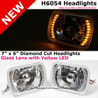 H6054 Sealed Beam 7 x 6 Diamond Cut 20 Yellow LED Crystal Clear 