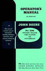 John Deere 290 Tractor 2 Corn Planter Operators Manual