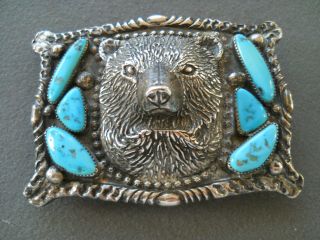 KEN PAYNE turquoise sterling silver bear buckle 4 x 3 226 grams