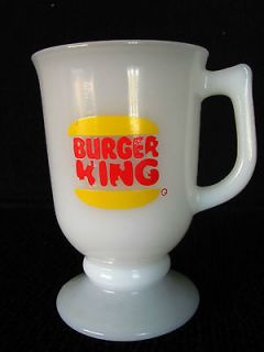 Vintage Burger King Restaurant Milk Glass Tall Irish Coffee Style Mug 